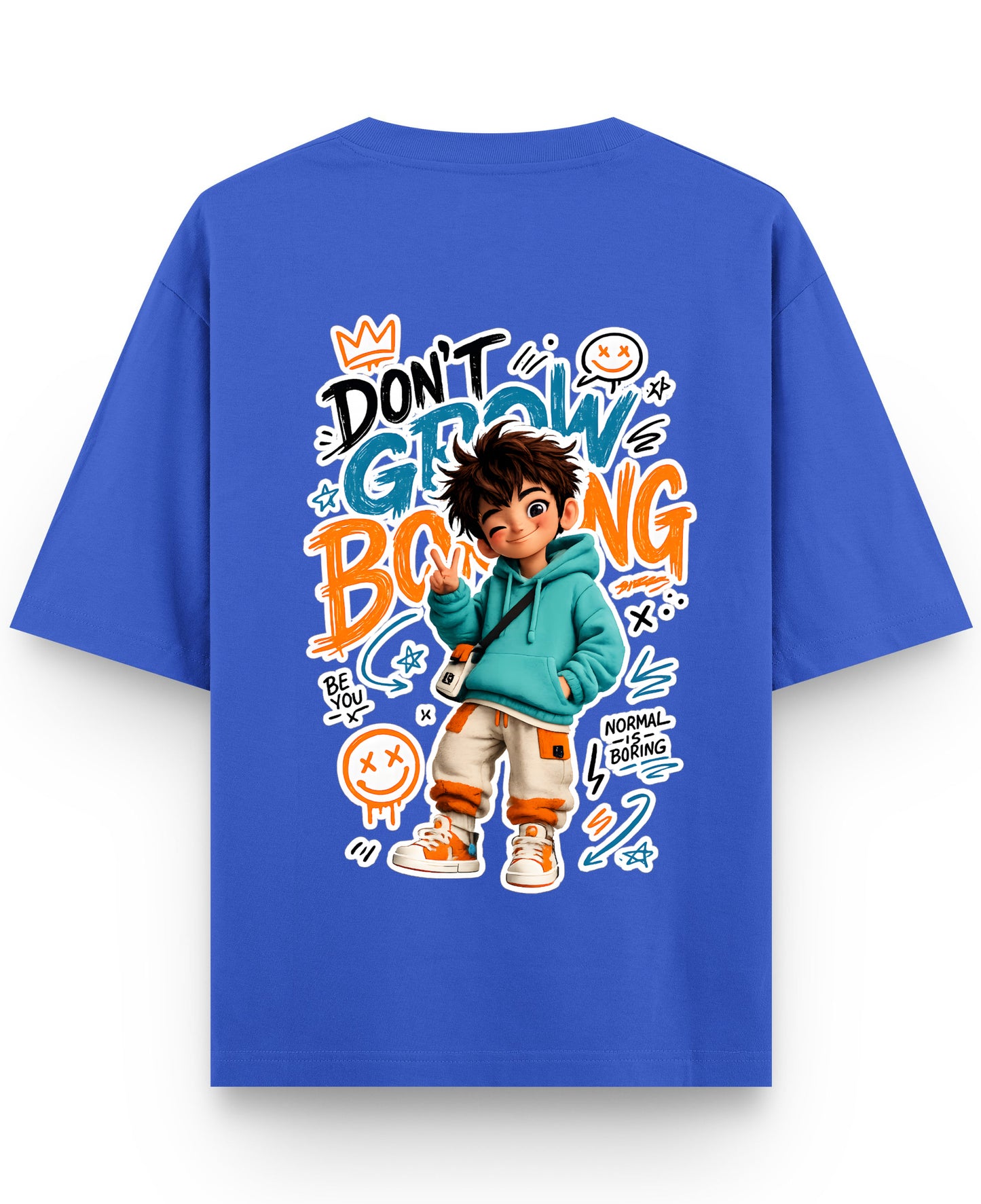 Royal Blue Oversized T-Shirt Back Design