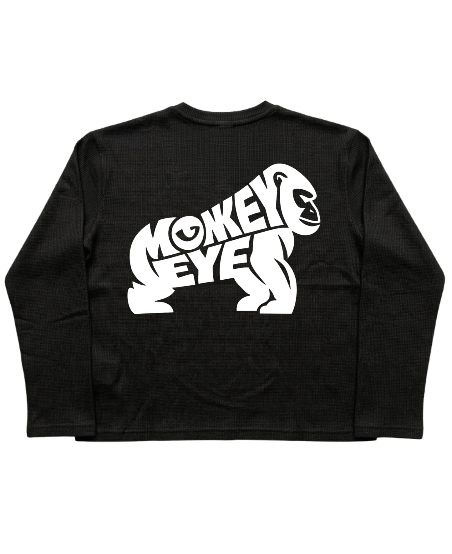 Black Henley waffle knit Back Design