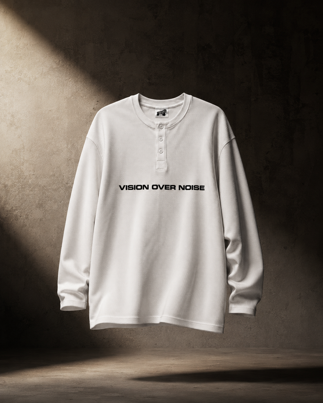 MONKEY EYE™ Vision Over Noise Waffle Henley — 240 GSM