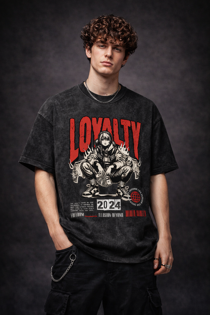 Loyalty 2024 Oversized Acid Wash T-Shirt – Premium Streetwear Graphic Tee (240 GSM)