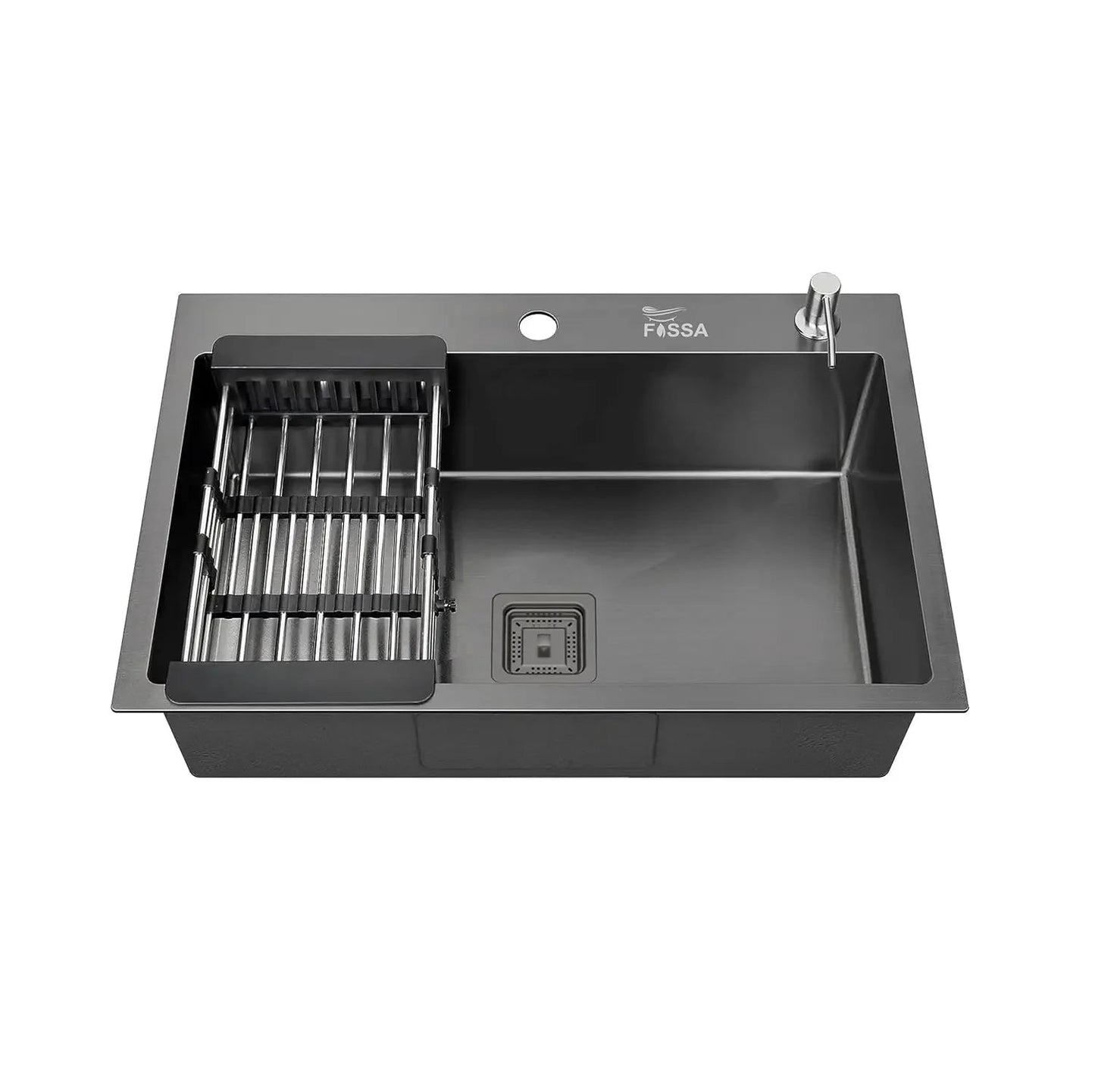 304 Handmade (24 x 18 x 10) Inch Single Bowl Black with Tap Hole Stainless Steel Kitchen Sink