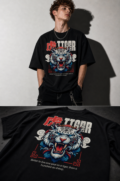 TIGER MENTALITY OVERSIZED TEE – 240 GSM HEAVYWEIGHT STREETWEAR