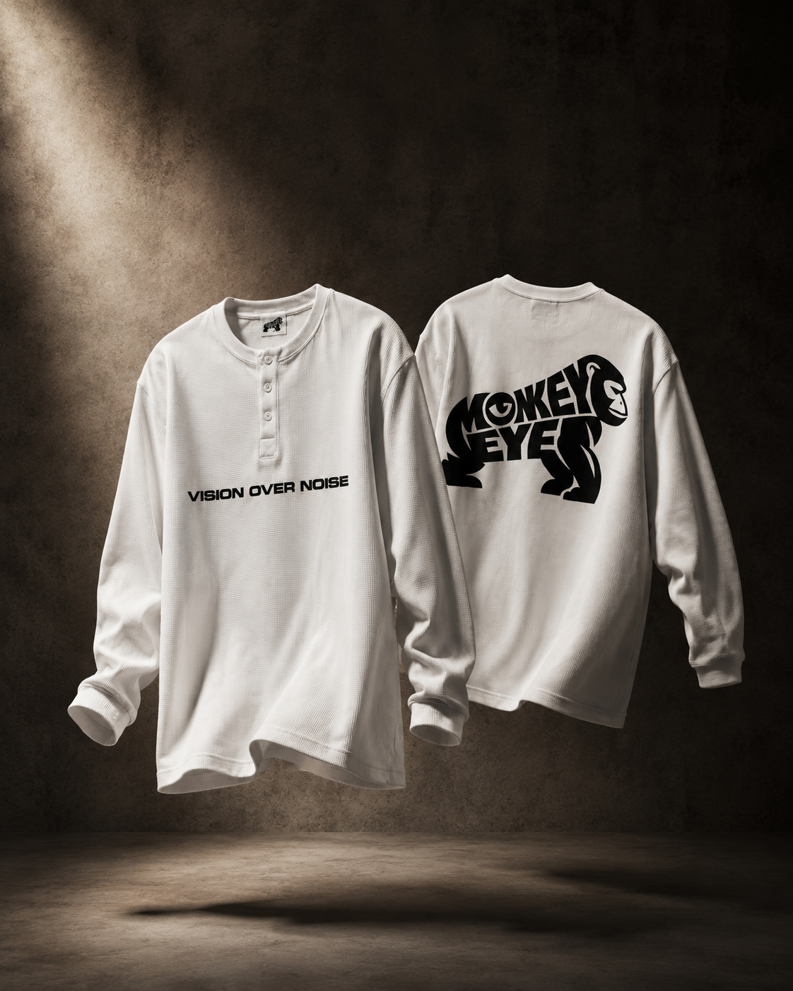MONKEY EYE™ Vision Over Noise Waffle Henley — 240 GSM