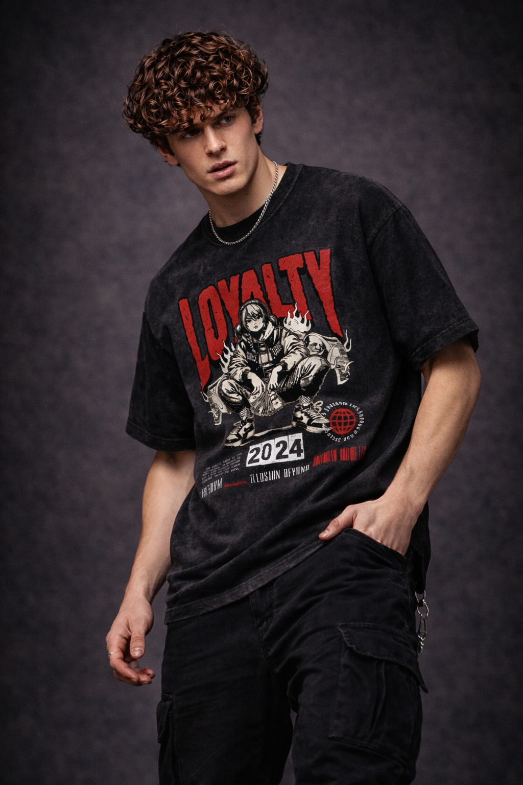 Loyalty 2024 Oversized Acid Wash T-Shirt – Premium Streetwear Graphic Tee (240 GSM)