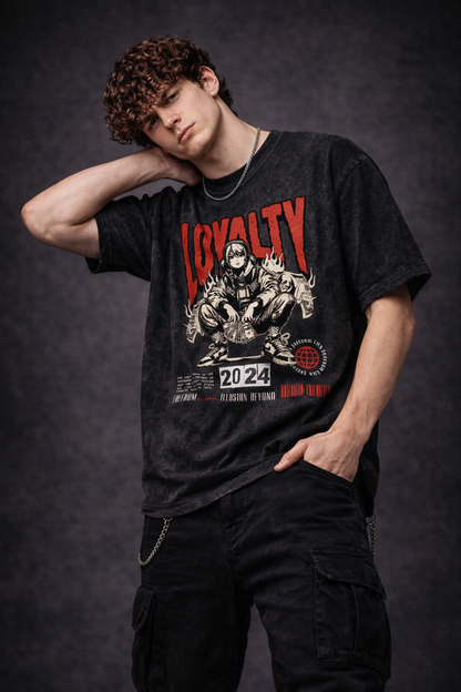 Loyalty 2024 Oversized Acid Wash T-Shirt – Premium Streetwear Graphic Tee (240 GSM)