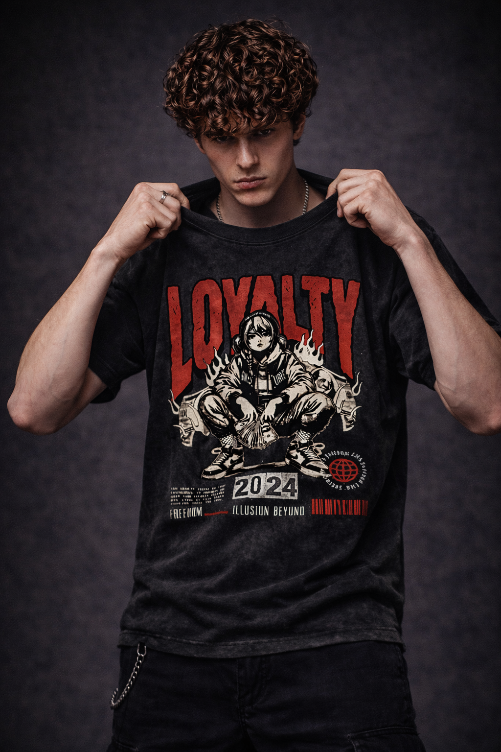 Loyalty 2024 Oversized Acid Wash T-Shirt – Premium Streetwear Graphic Tee (240 GSM)