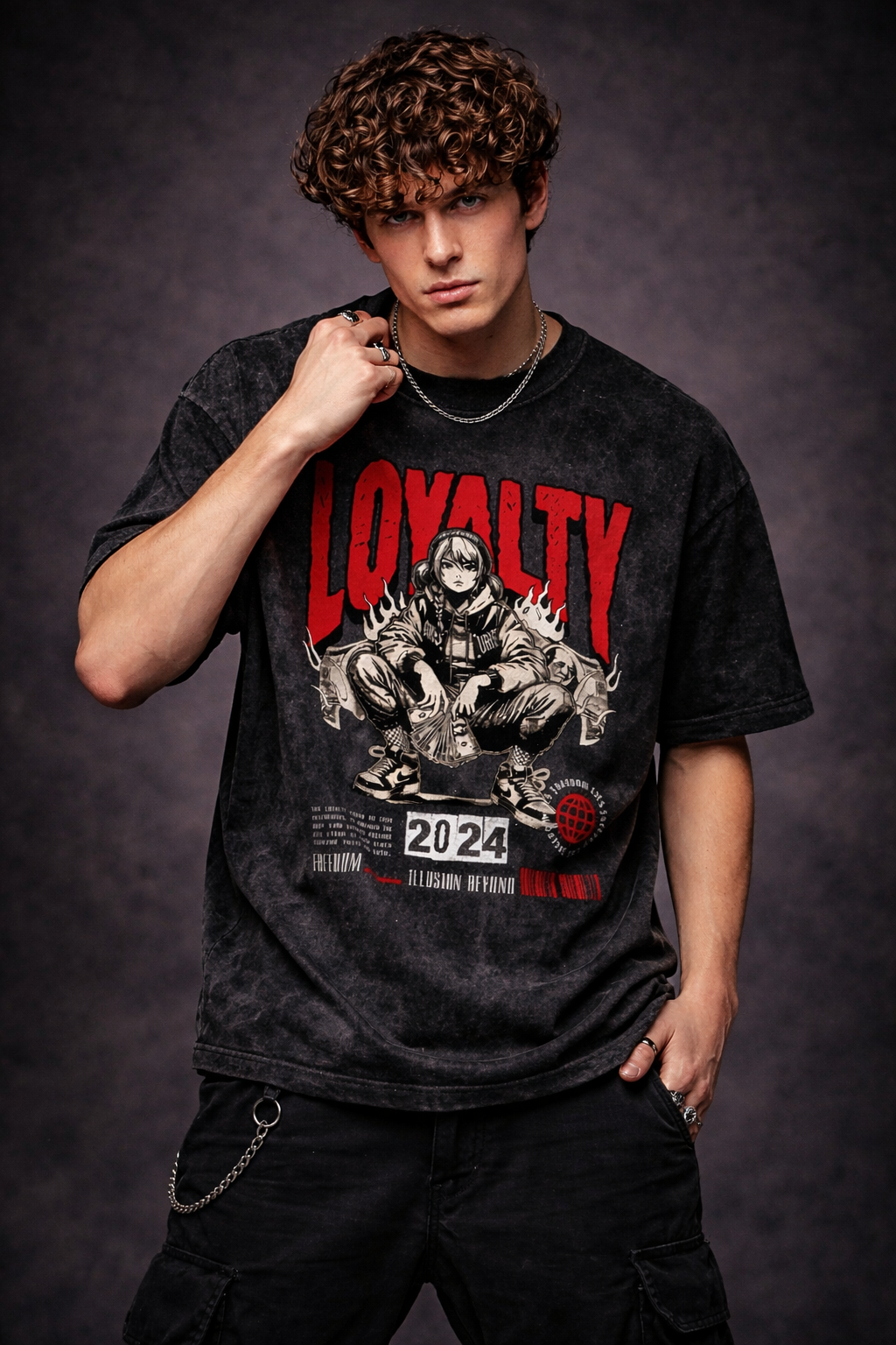 Loyalty 2024 Oversized Acid Wash T-Shirt – Premium Streetwear Graphic Tee (240 GSM)