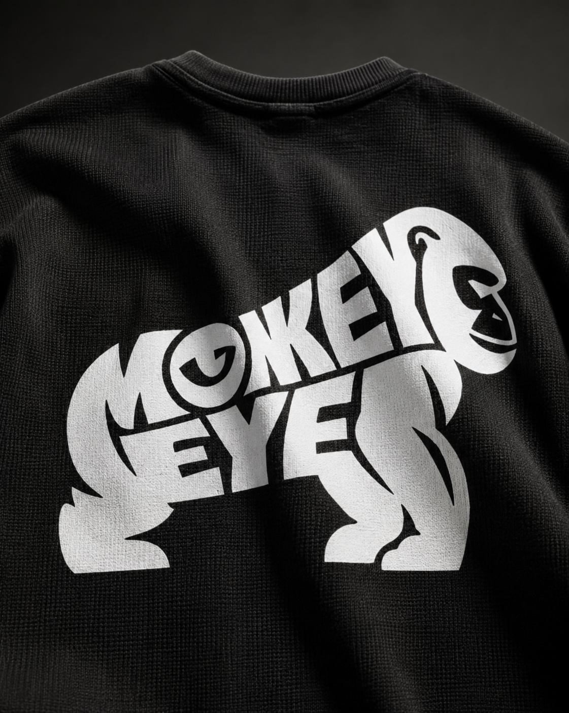 Monkey Eye Waffle Knit Henley – Vision Over Noise | Oversized Long Sleeve | 240 GSM |