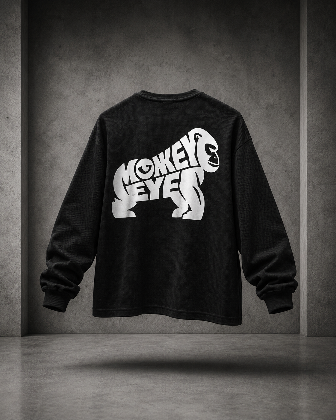 Monkey Eye Waffle Knit Henley – Vision Over Noise | Oversized Long Sleeve | 240 GSM |