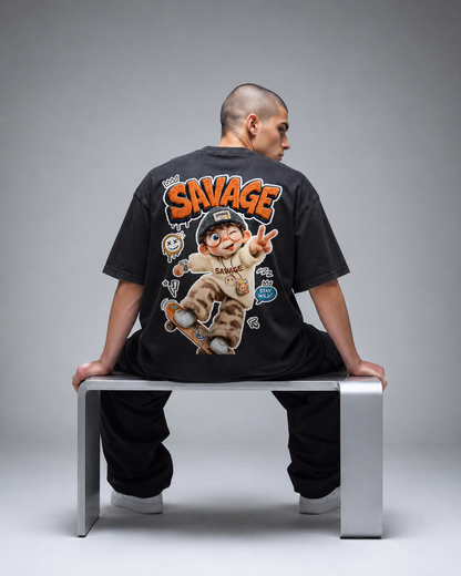 SAVAGE NOT AVERAGE™ Vintage Fade Wash Oversized Tee