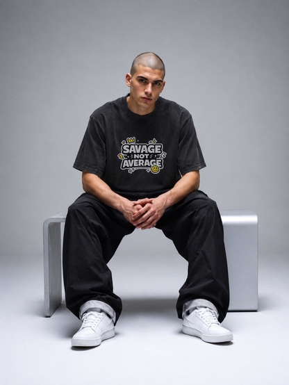 SAVAGE NOT AVERAGE™ Vintage Fade Wash Oversized Tee