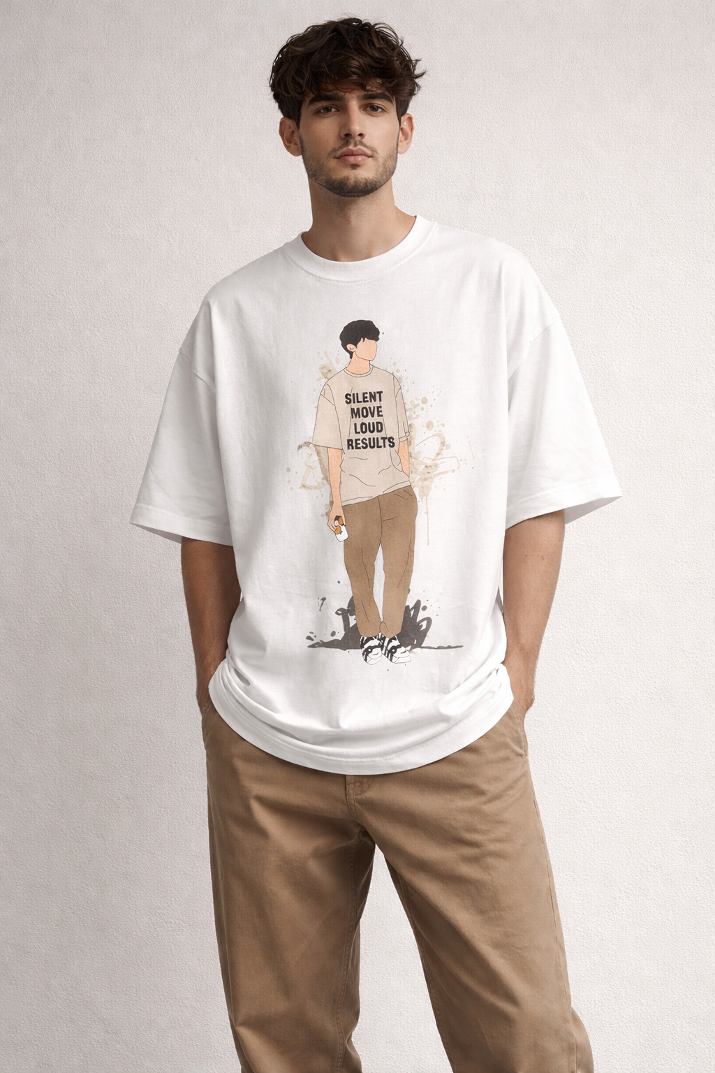 Silent Move Loud Results 240 GSM Oversized Graphic T-Shirt