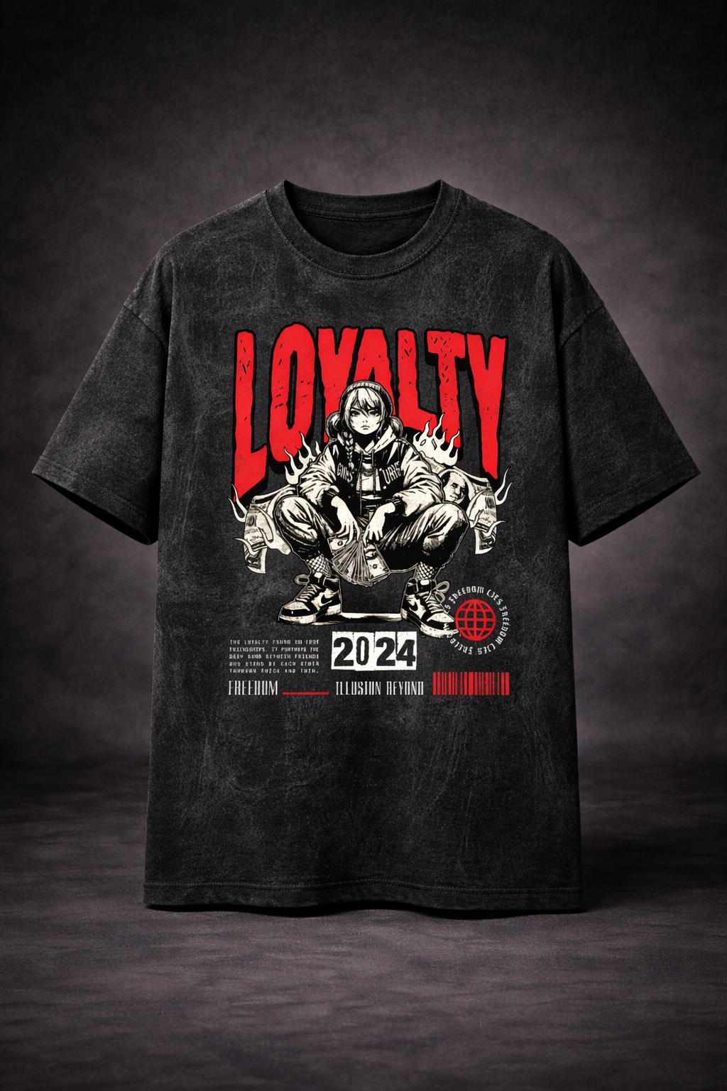 Loyalty 2024 Oversized Acid Wash T-Shirt – Premium Streetwear Graphic Tee (240 GSM)