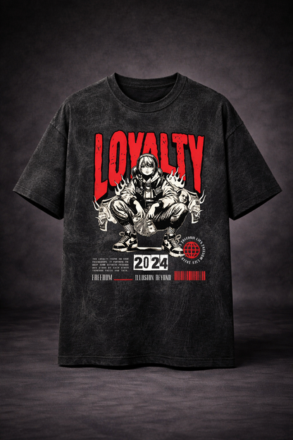 Loyalty 2024 Oversized Acid Wash T-Shirt – Premium Streetwear Graphic Tee (240 GSM)