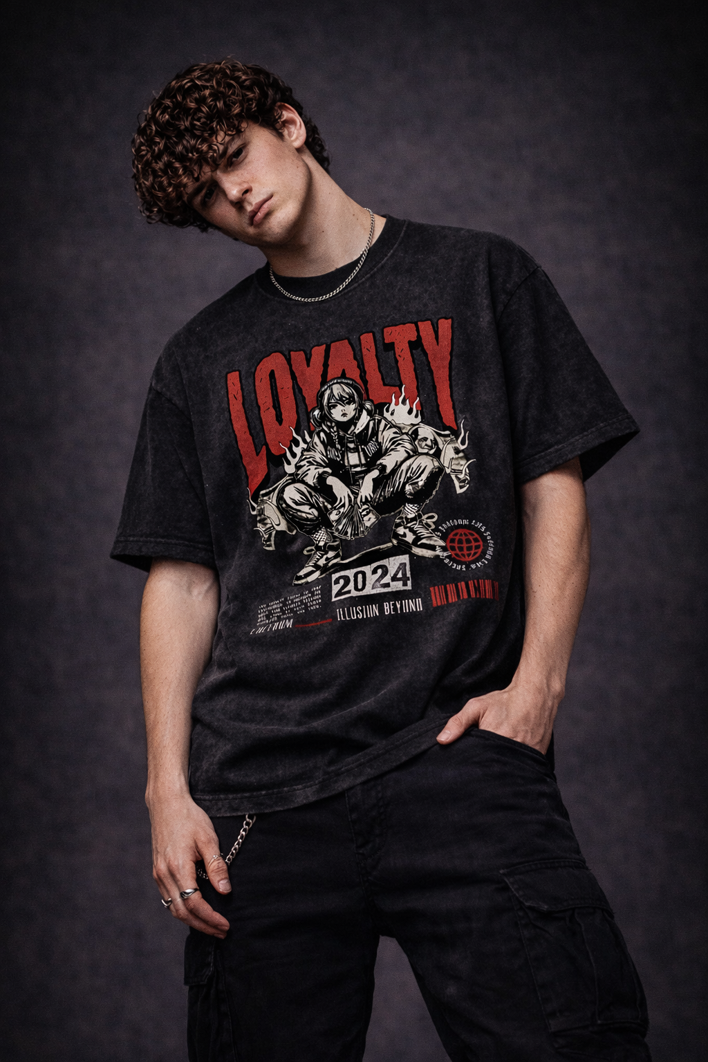 Loyalty 2024 Oversized Acid Wash T-Shirt – Premium Streetwear Graphic Tee (240 GSM)