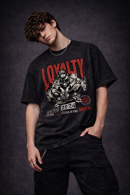 Loyalty 2024 Oversized Acid Wash T-Shirt – Premium Streetwear Graphic Tee (240 GSM)