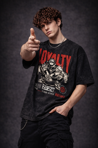 Loyalty 2024 Oversized Acid Wash T-Shirt – Premium Streetwear Graphic Tee (240 GSM)