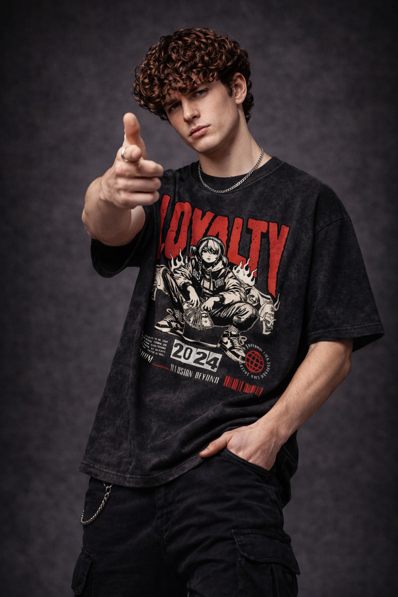 Loyalty 2024 Oversized Acid Wash T-Shirt – Premium Streetwear Graphic Tee (240 GSM)