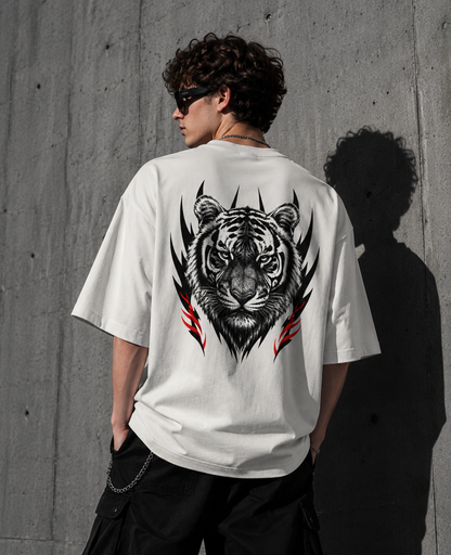 STAY WILD™ Oversized Streetwear Tee— Off White | 240 GSM Premium Cotton