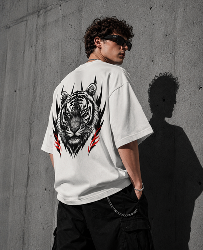 STAY WILD™ Oversized Streetwear Tee— Off White | 240 GSM Premium Cotton
