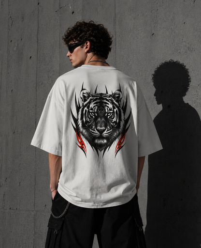STAY WILD™ Oversized Streetwear Tee— Off White | 240 GSM Premium Cotton