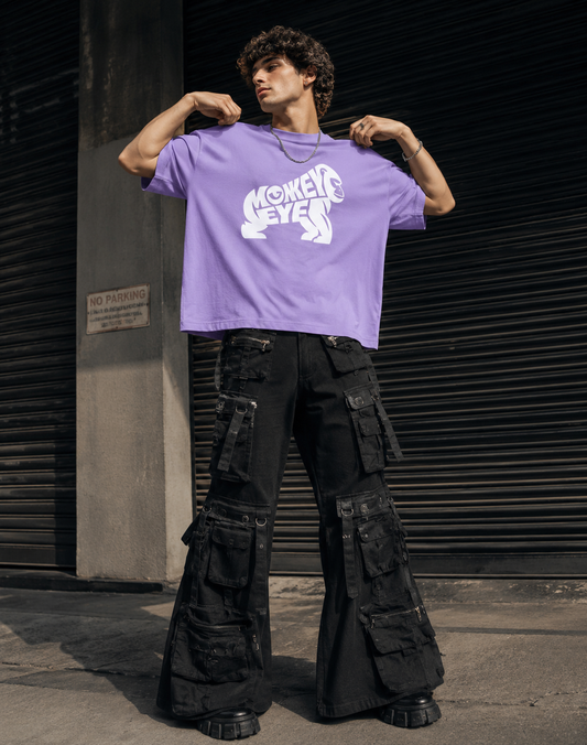 Monkey Eye 210 GSM Lavender Colour Oversized tee