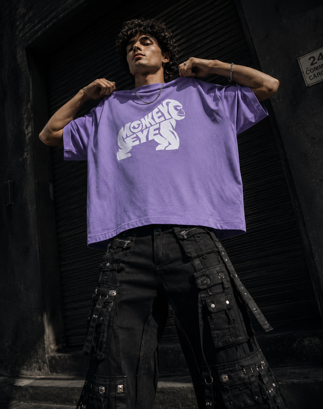 Monkey Eye 210 GSM Lavender Colour Oversized tee