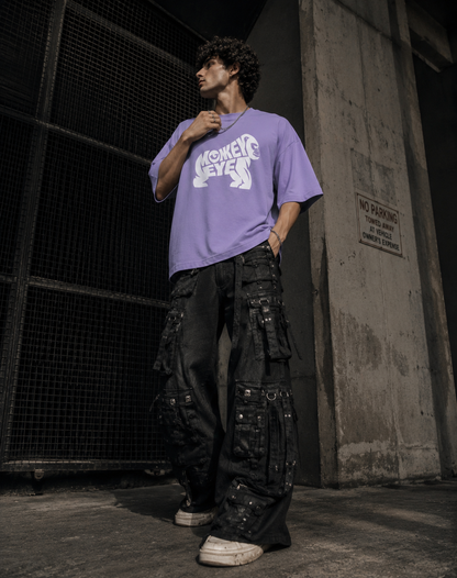 Monkey Eye 210 GSM Lavender Colour Oversized tee
