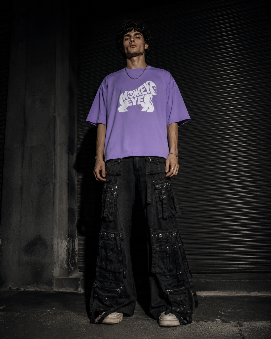 Monkey Eye 210 GSM Lavender Colour Oversized tee