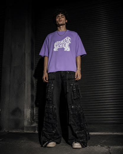 Monkey Eye 210 GSM Lavender Colour Oversized tee