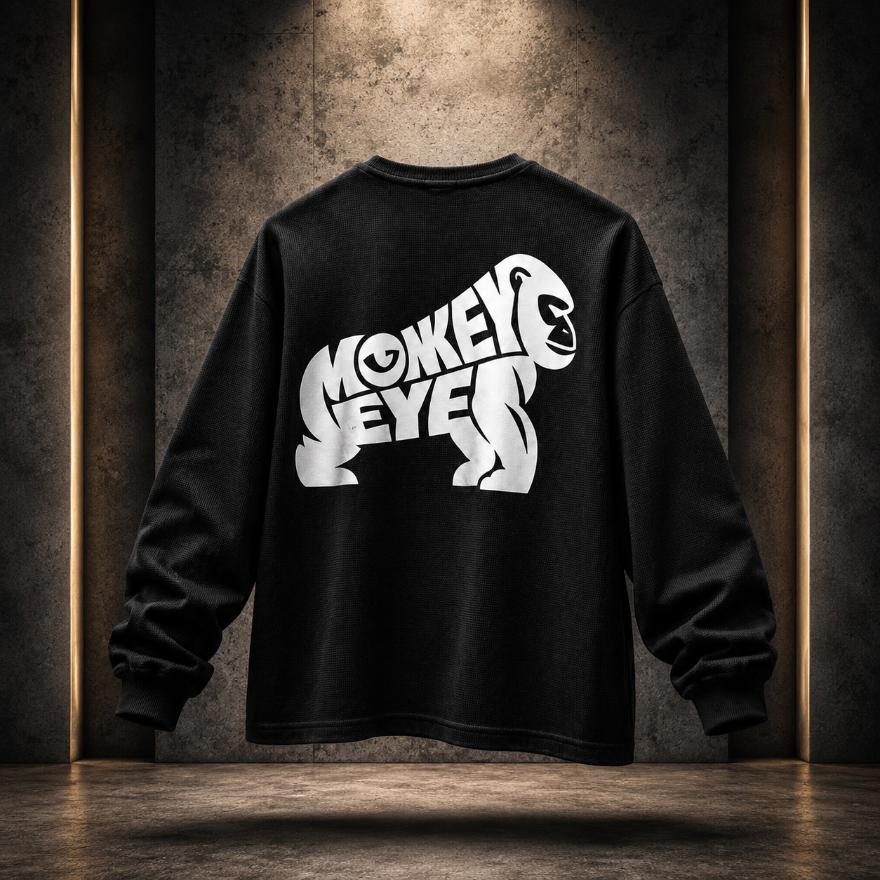 Monkey Eye Waffle Knit Henley – Vision Over Noise | Oversized Long Sleeve | 240 GSM |