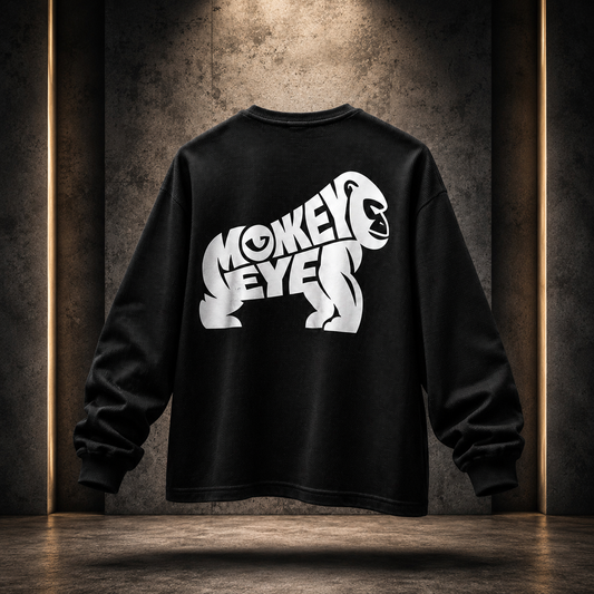 Monkey Eye Waffle Knit Henley – Vision Over Noise | Oversized Long Sleeve | 240 GSM |