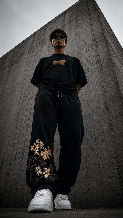 Vision Blooms Quietly Co-Ord Set – Oversized Tee & Relaxed Fit Track Pants