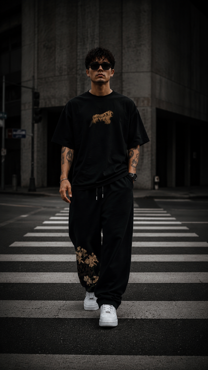 Vision Blooms Quietly Co-Ord Set – Oversized Tee & Relaxed Fit Track Pants