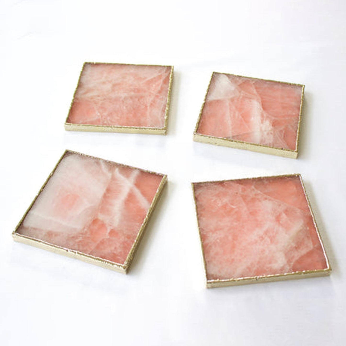 Rose Quartz Agate - Set of 4 Large Square Coasters | Personalised Momentos