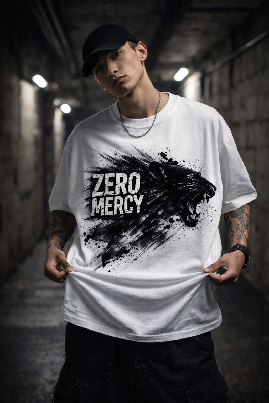 Zero Mercy Panther Oversized Graphic T-Shirt | Monkey Eye (240 GSM)