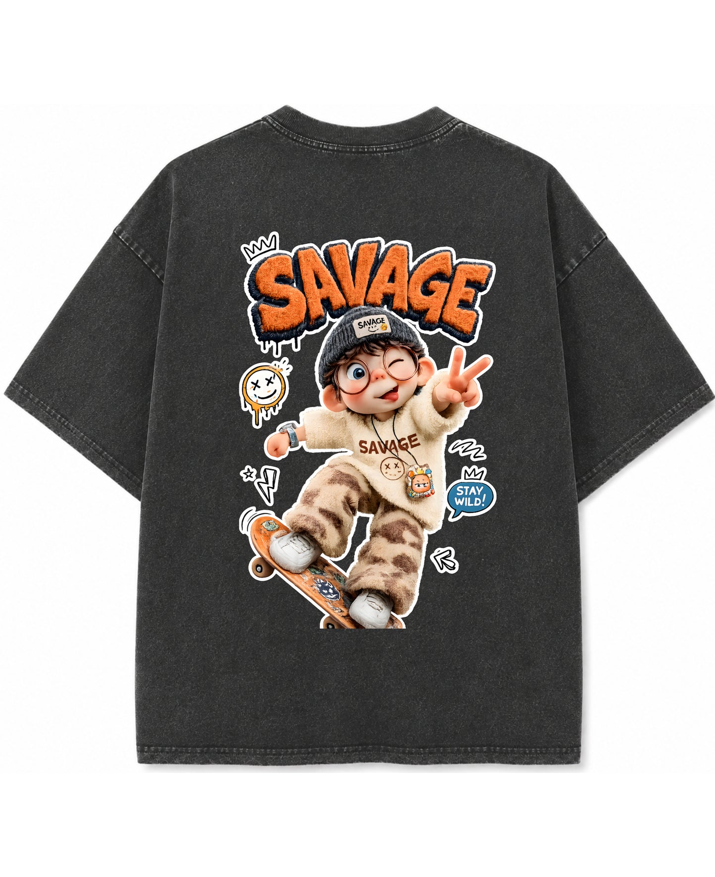 Vintage Fade Wash Oversized T-shirt Back Design