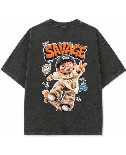 Vintage Fade Wash Oversized T-shirt Back Design