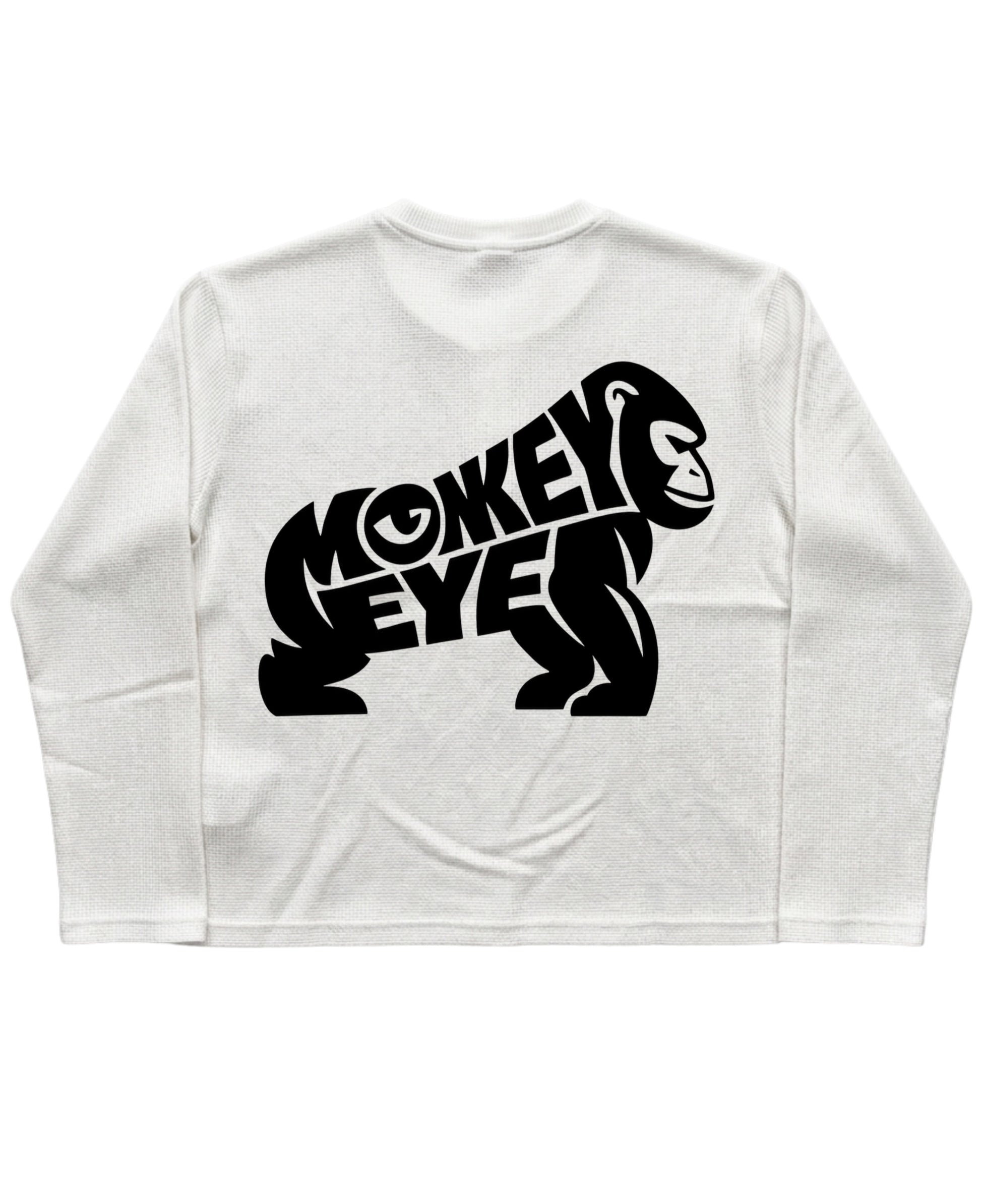 White Henley waffle knit Back Design