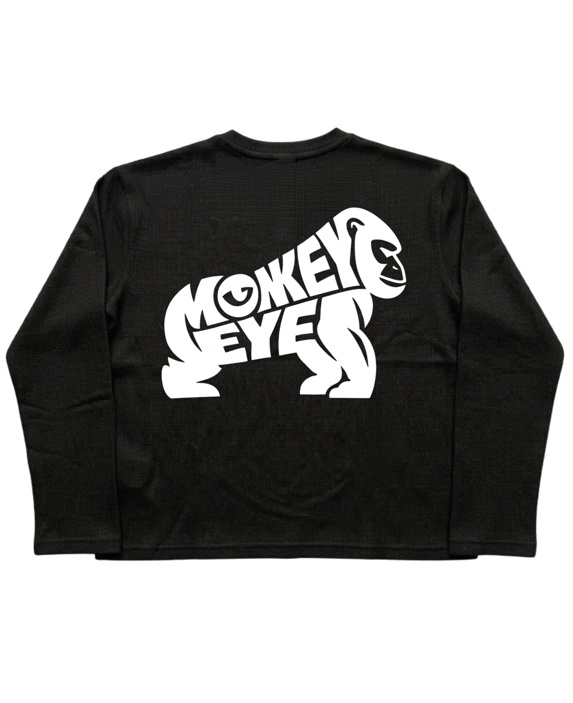 Black Henley waffle knit Back Design