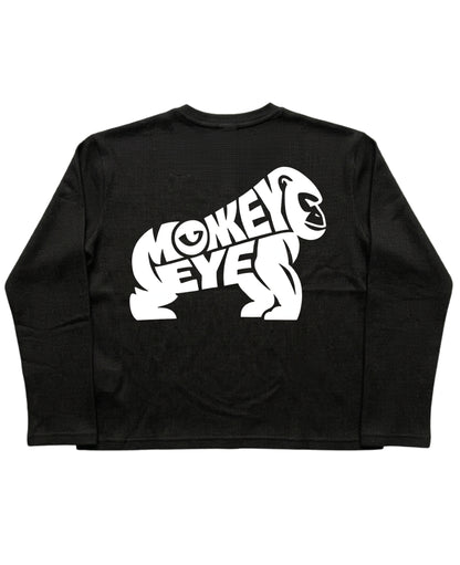 Black Henley waffle knit Back Design