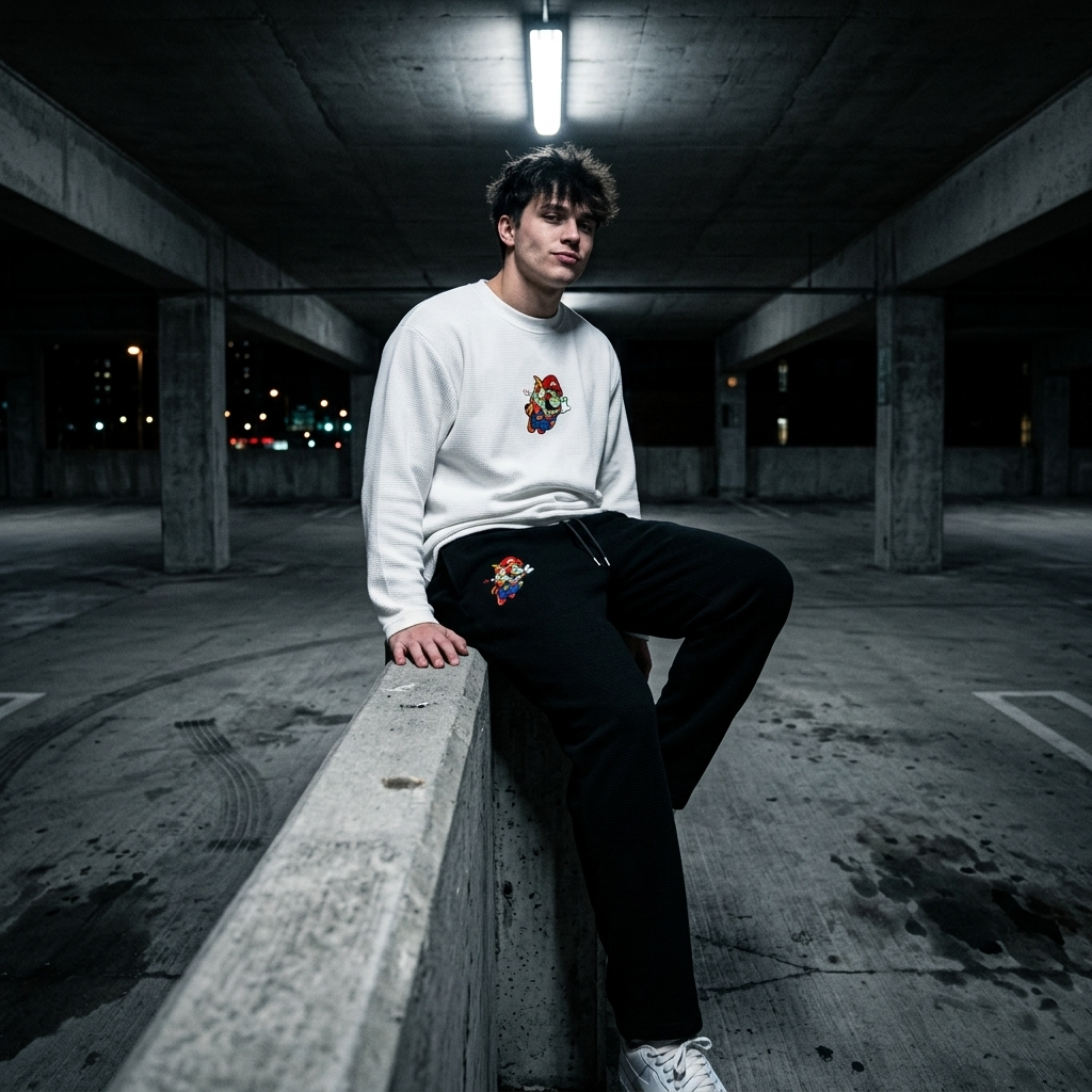 Super Mario Waffle Co-Ord Set – Waffle Thermal Top & Jogger