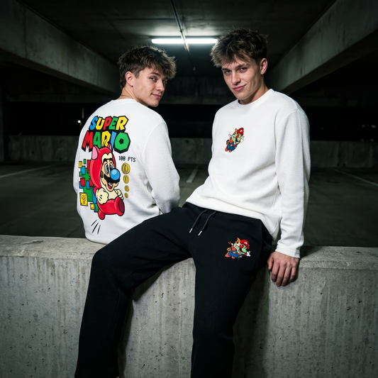 Super Mario Waffle Co-Ord Set – Waffle Thermal Top & Jogger